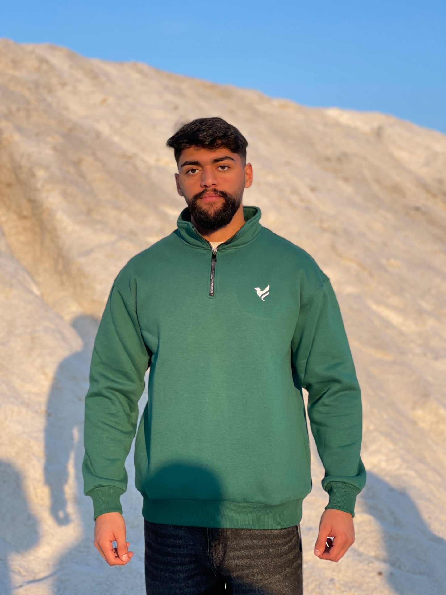 Green half-zip sweatshirt from Black Grass collection