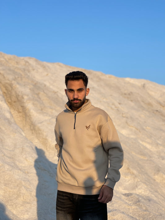 Beige half-zip sweatshirt from Black Grass collection