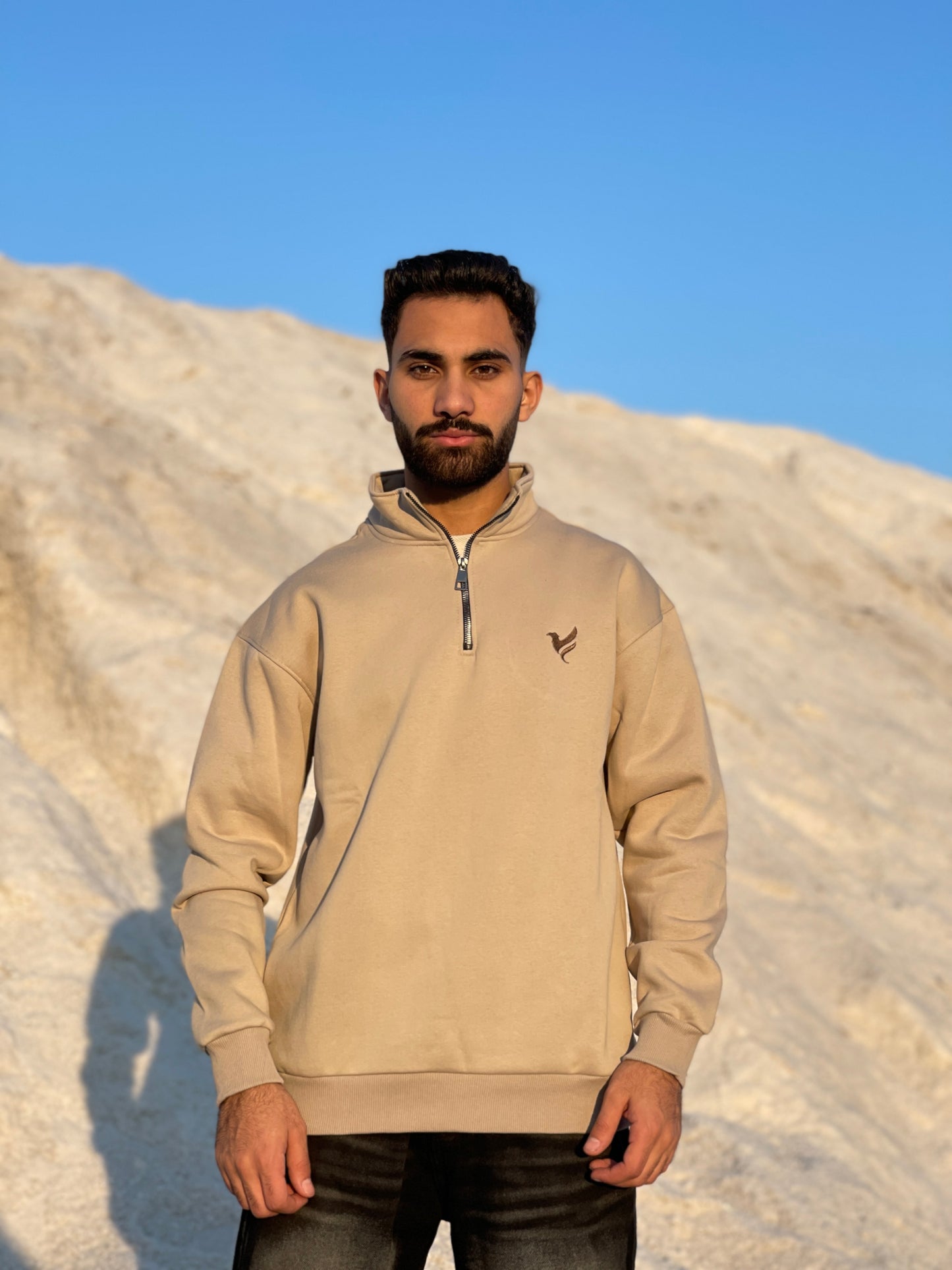 Beige half-zip sweatshirt from Black Grass collection