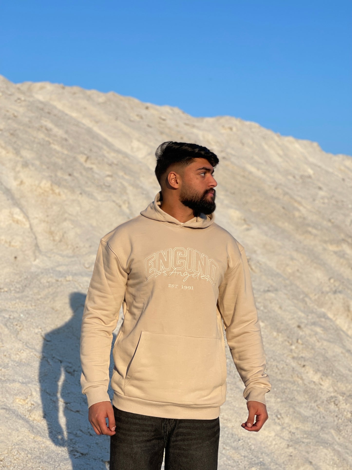 Sand color hoodie from Black Sands collection